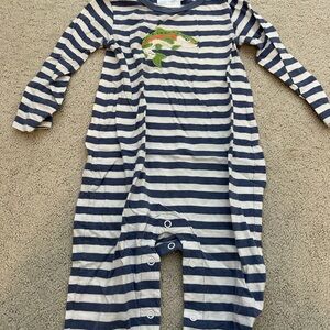 Little English Navy and White Striped Footie